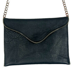 JJ Winters Beverly Hills Crossbody Bag Leather Black Zipper Purse